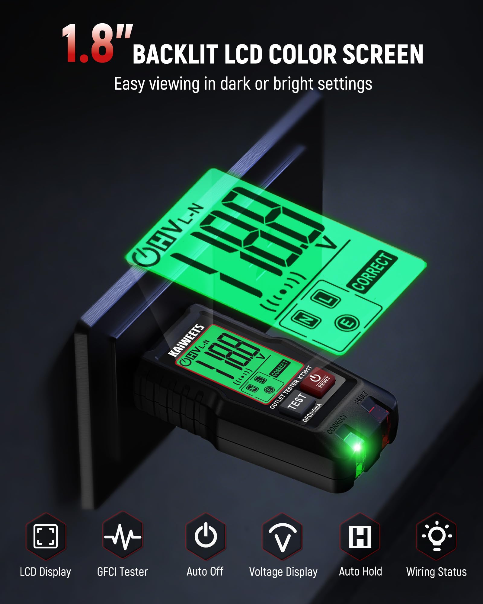 GFCI test button ready for quick protection check.