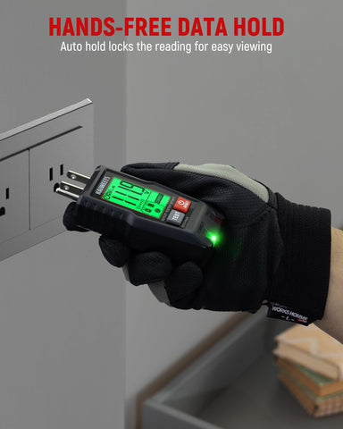 Real-time voltage reading displayed on the LCD screen.
