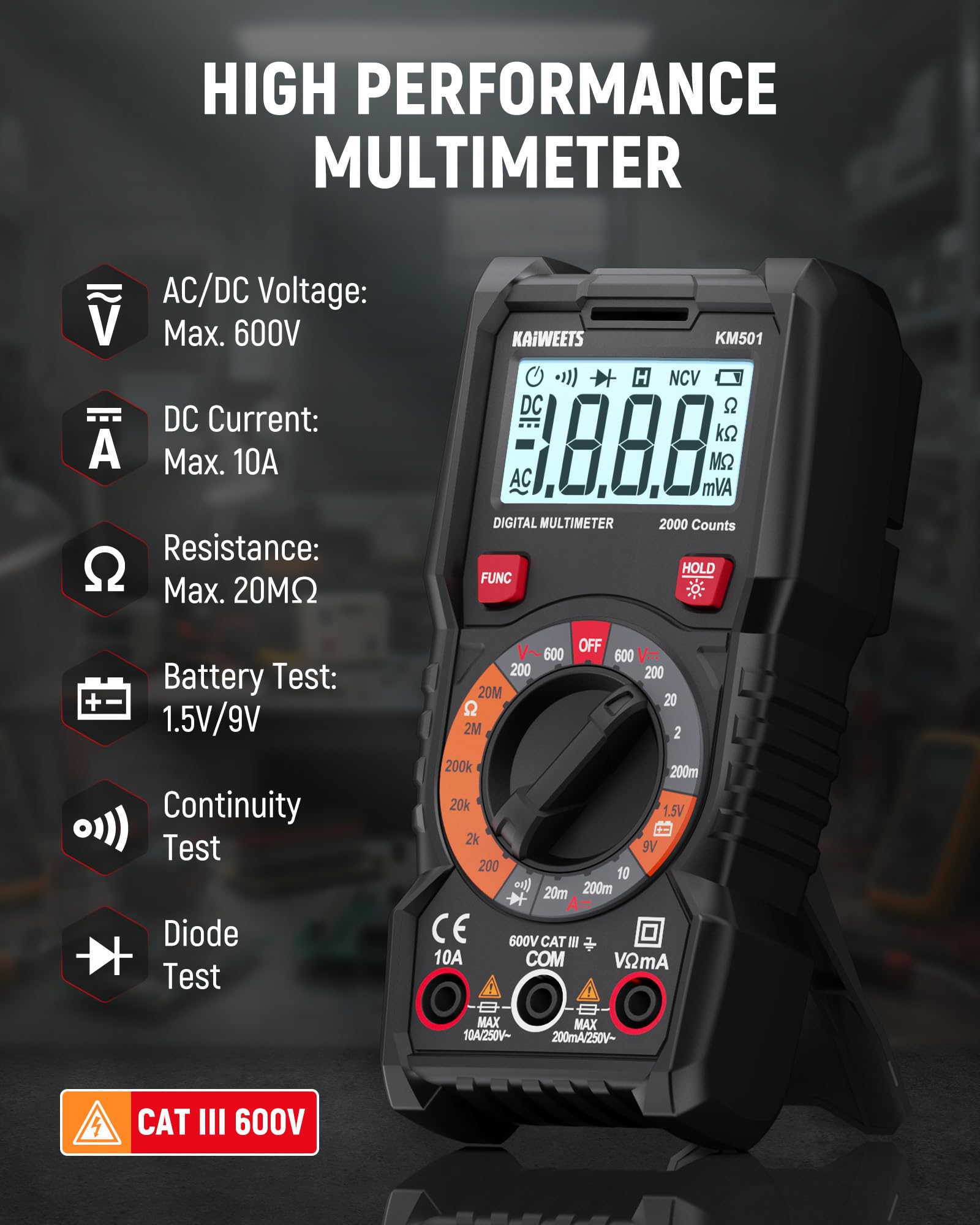 KAIWEETS KIT01 GFCI tester wiring configuration display for fault detection
