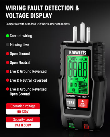 Kaiweets KT301 non-contact voltage test helps locate live circuits safely.