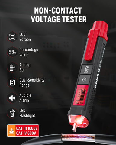 KAIWEETS non-contact tester with bright LCD readout in low light