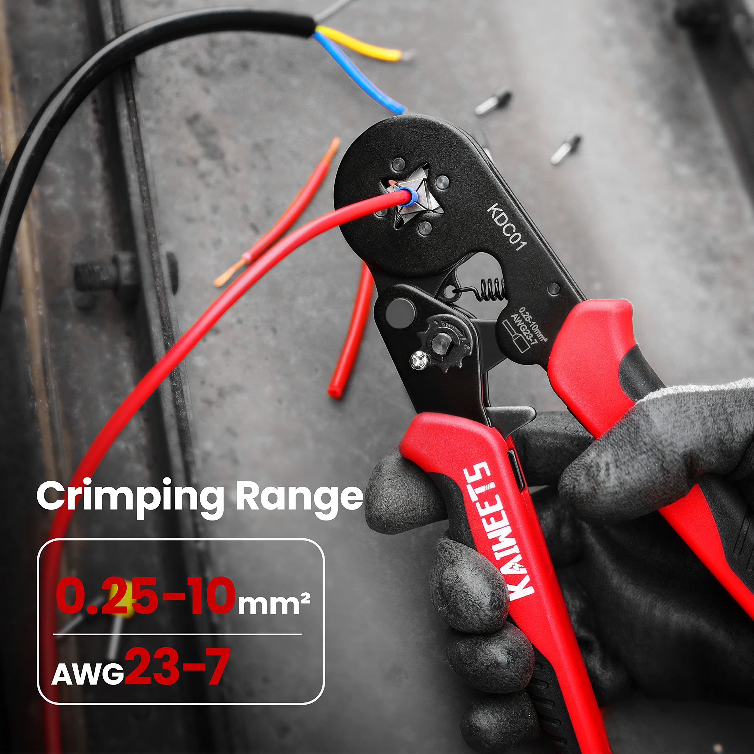 KAIWEETS self-adjusting crimping pliers with ratchet ensure accurate sizes.