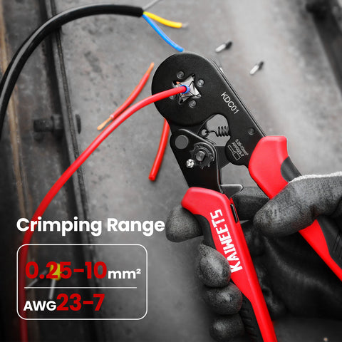 KAIWEETS self-adjusting crimping pliers with ratchet ensure accurate sizes.