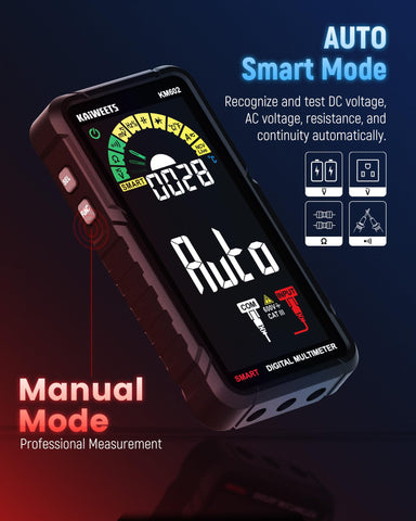 KAIWEETS smart multimeter rear ports show accessible test connections.