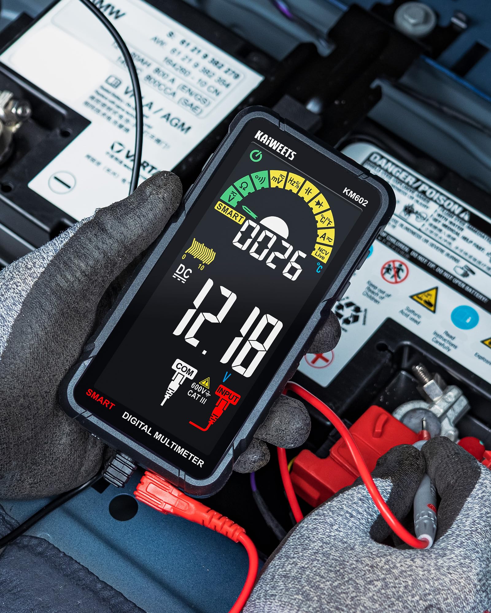 KAIWEETS smart multimeter test leads and case keep tools organized.