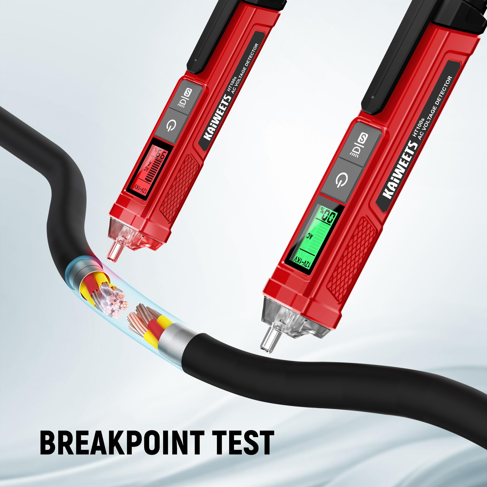 Kaiweets voltage alert indicators display red and green signals for safety