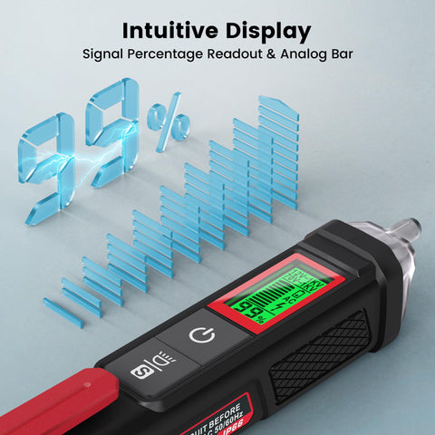 KAIWEETS voltage tester display close-up with clear LCD voltage readout