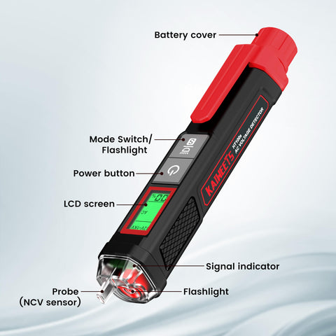 KAIWEETS voltage tester in use on a workbench for safe checks