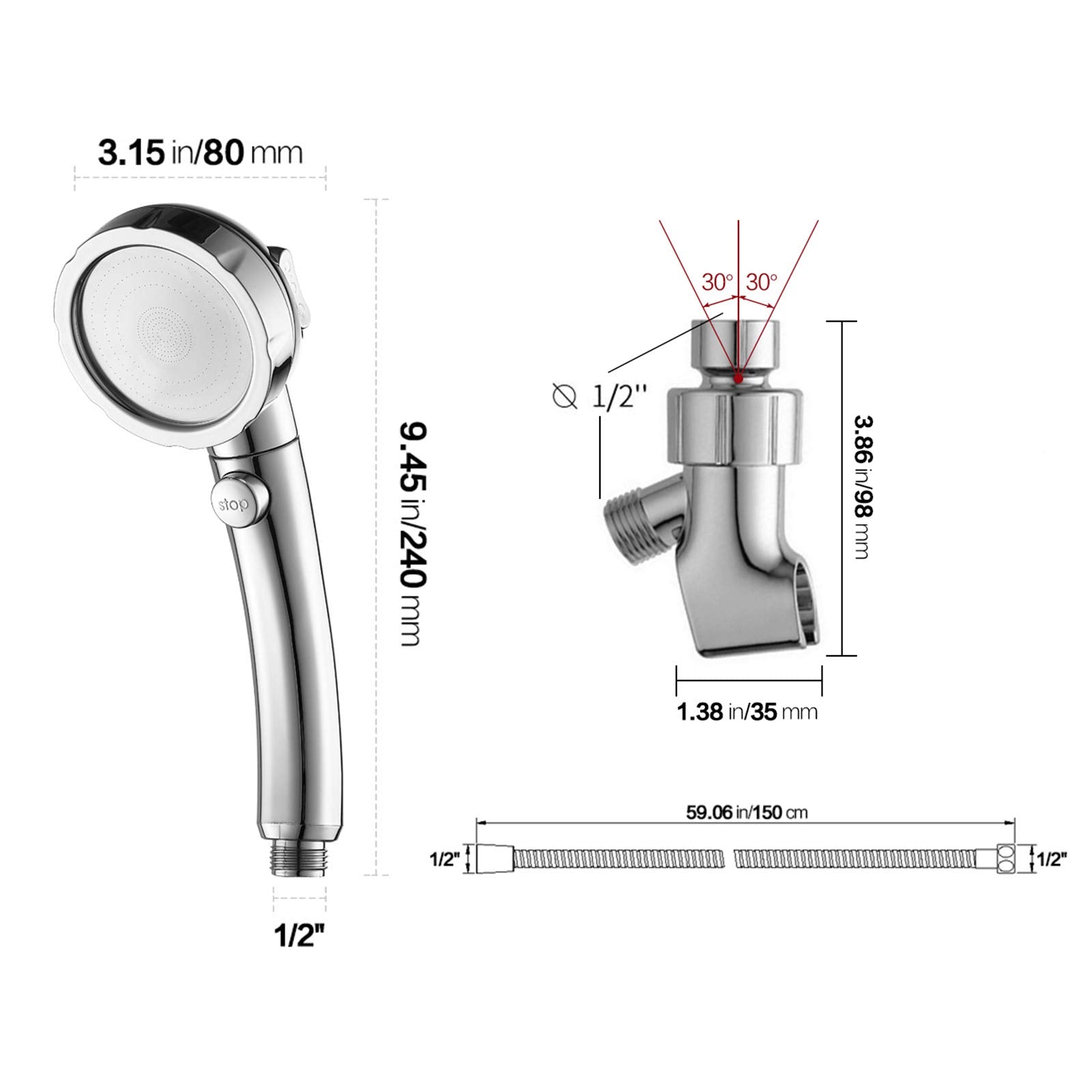 KAIYING adjustable angle bracket and hose connection for flexible mounting