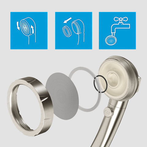Detachable panel on KAIYING shower head for simple cleaning.