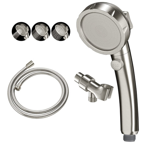 KAIYING brushed nickel shower head with angle bracket for adjustable comfort.