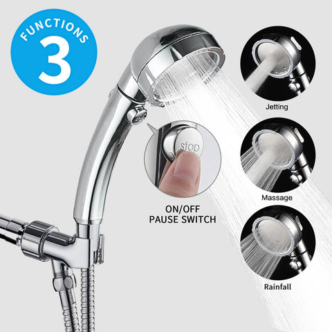 KAIYING chrome shower head on-off switch detail for convenient pauses