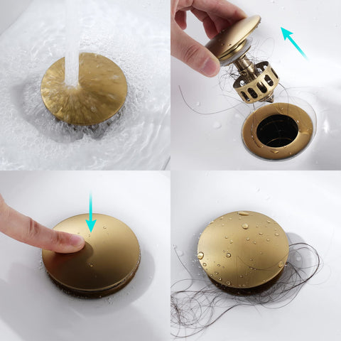 KAIYING pop up drain basket strainer visible, highlighting anti-clogging feature.