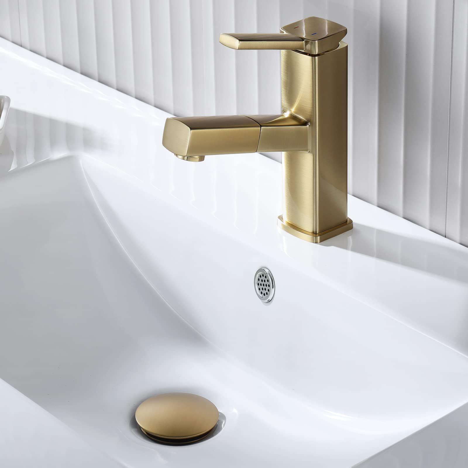 KAIYING brushed brass installation photo, tool-free setup with extended nut.