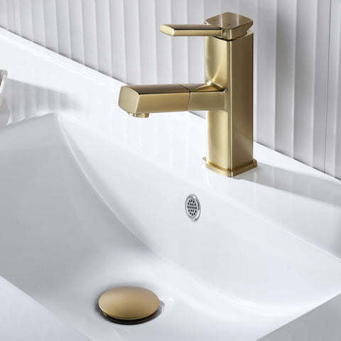 KAIYING brushed brass installation photo, tool-free setup with extended nut.