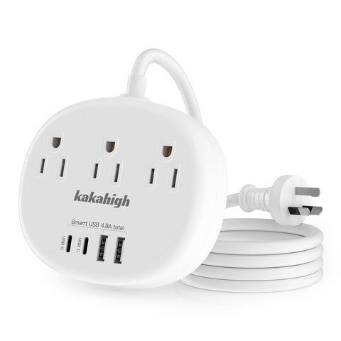 Kakahigh Australia power plug adapter front view showing 7-in-1 design for travel