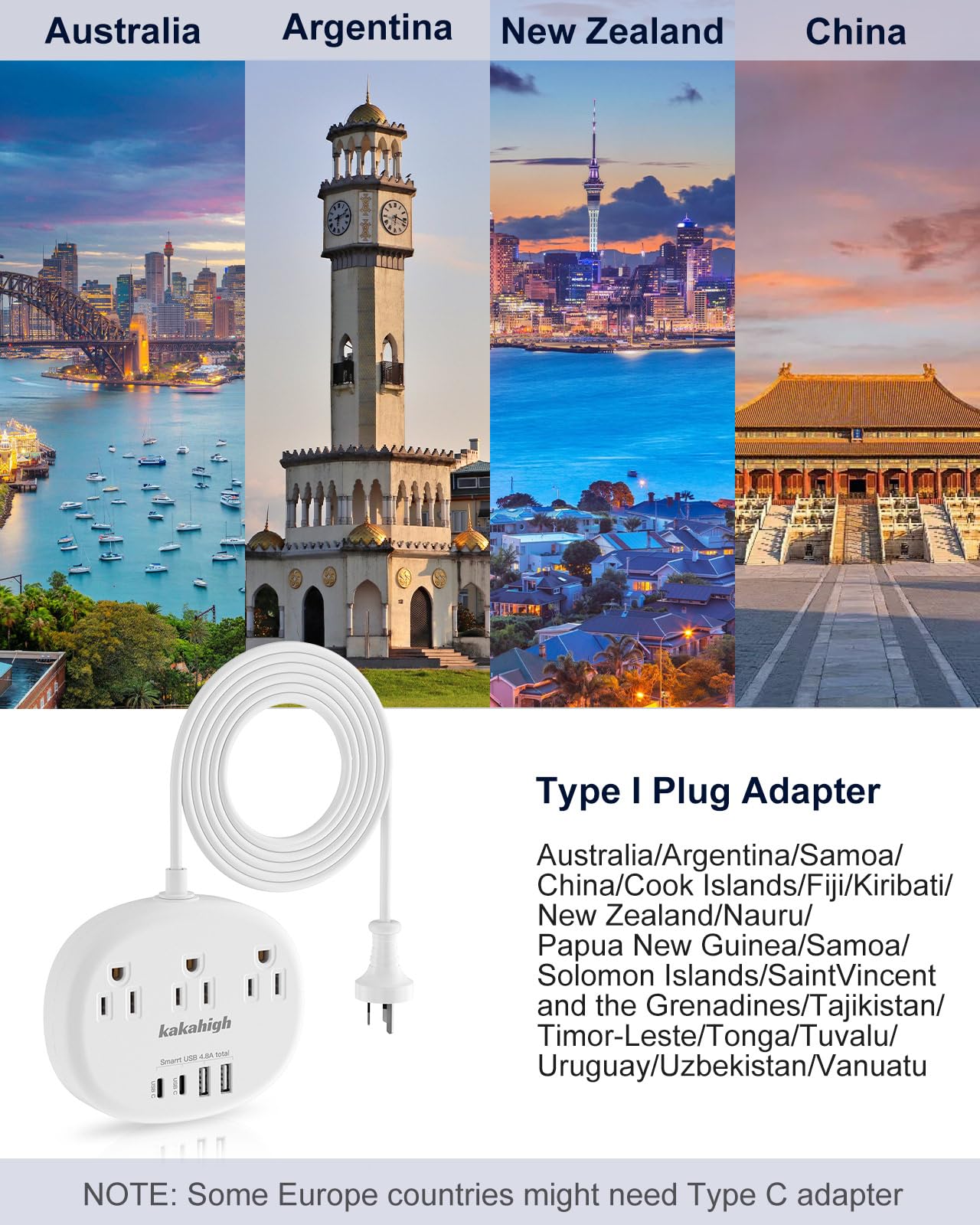 Kakahigh adapter with USB-C ports in use for fast charging on the go