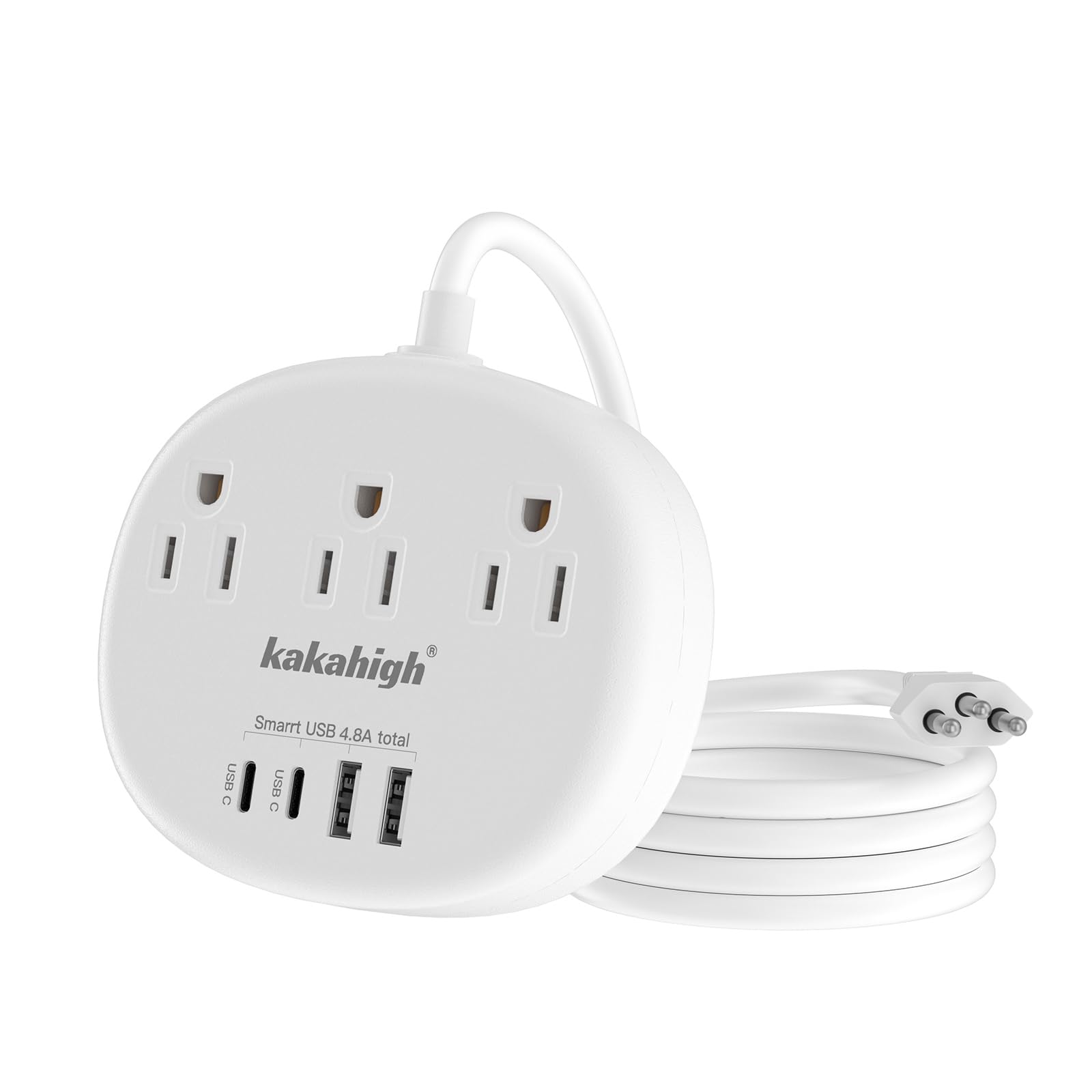 Kakahigh Brazil power adapter side view for compact travel use