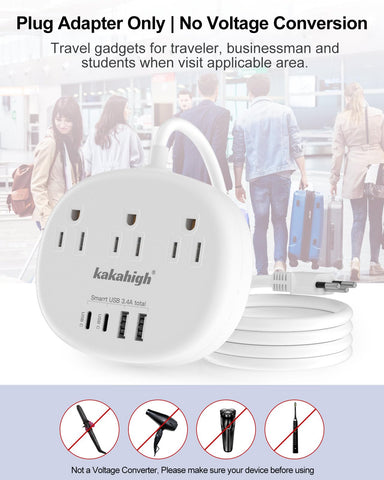 Kakahigh Brazil power adapter USB-C ports enable rapid charging for phones and tablets