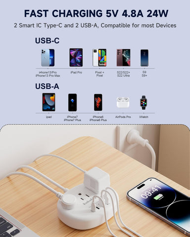 Compact cord design for clutter-free travel setup