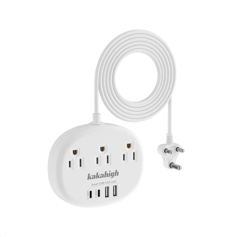 KakaHigh India plug adapter showing three US outlets for versatile travel