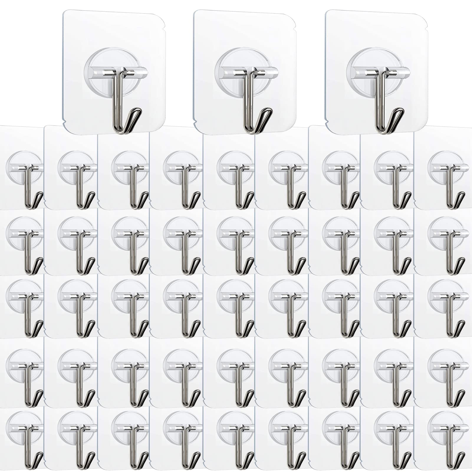 KAKAMINA adhesive hooks 100-pack front view for clutter-free organization.