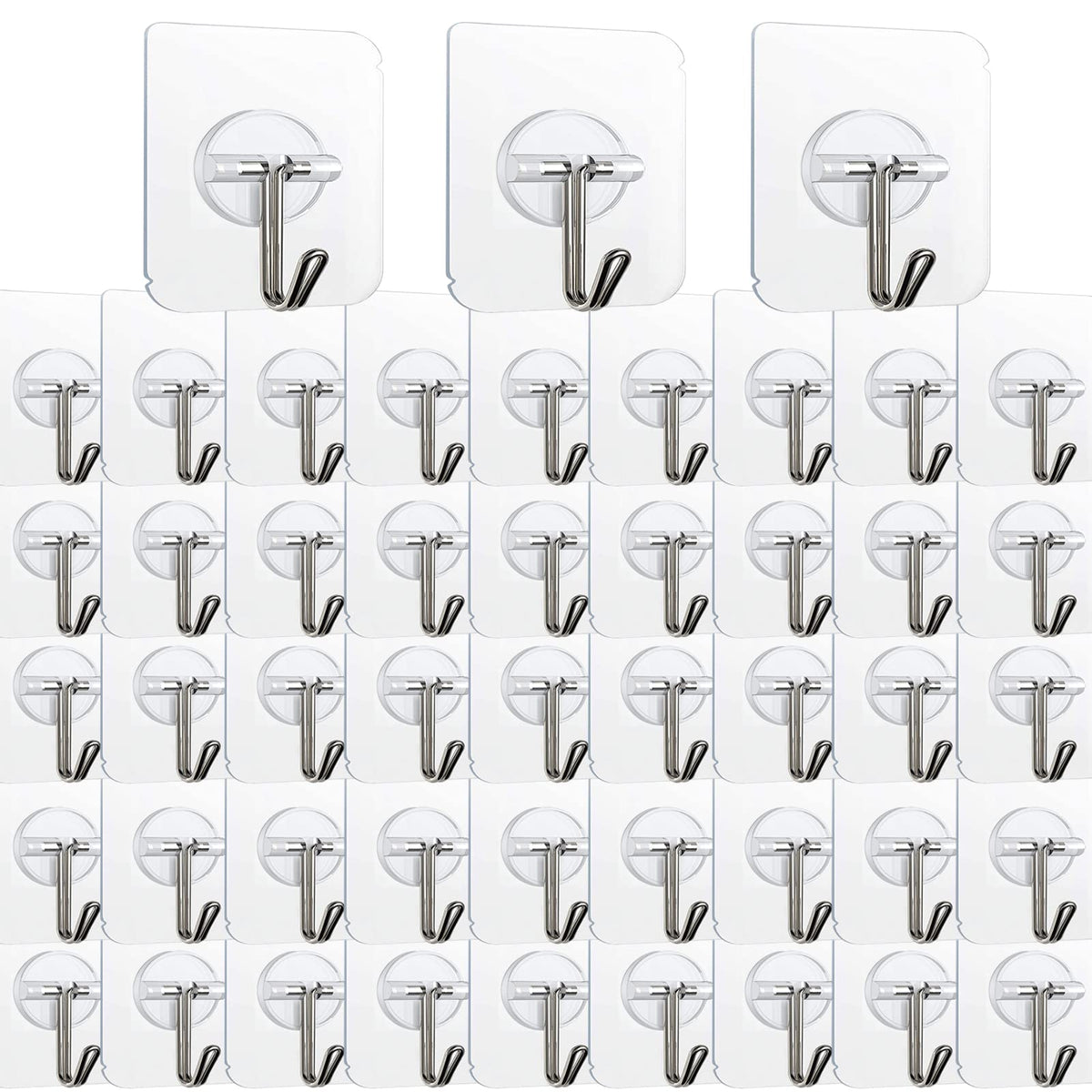 KAKAMINA adhesive hooks 100-pack front view for clutter-free organization.