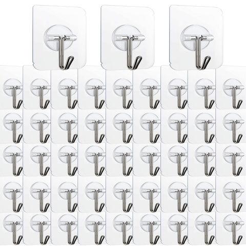 KAKAMINA adhesive hooks 100-pack front view for clutter-free organization.