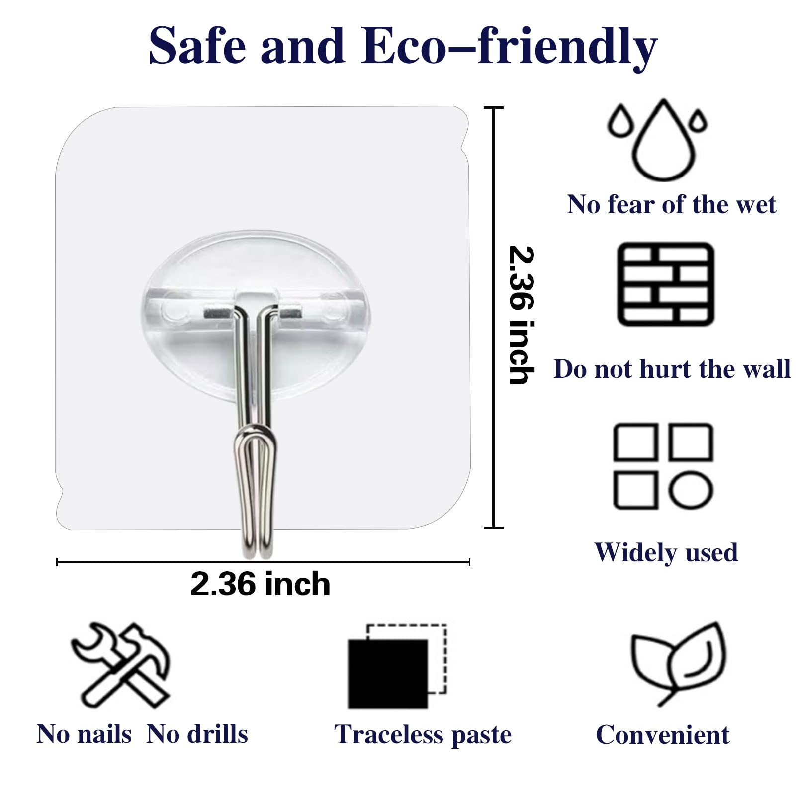 KAKAMINA adhesive hooks 100-pack side view showing sleek profile.