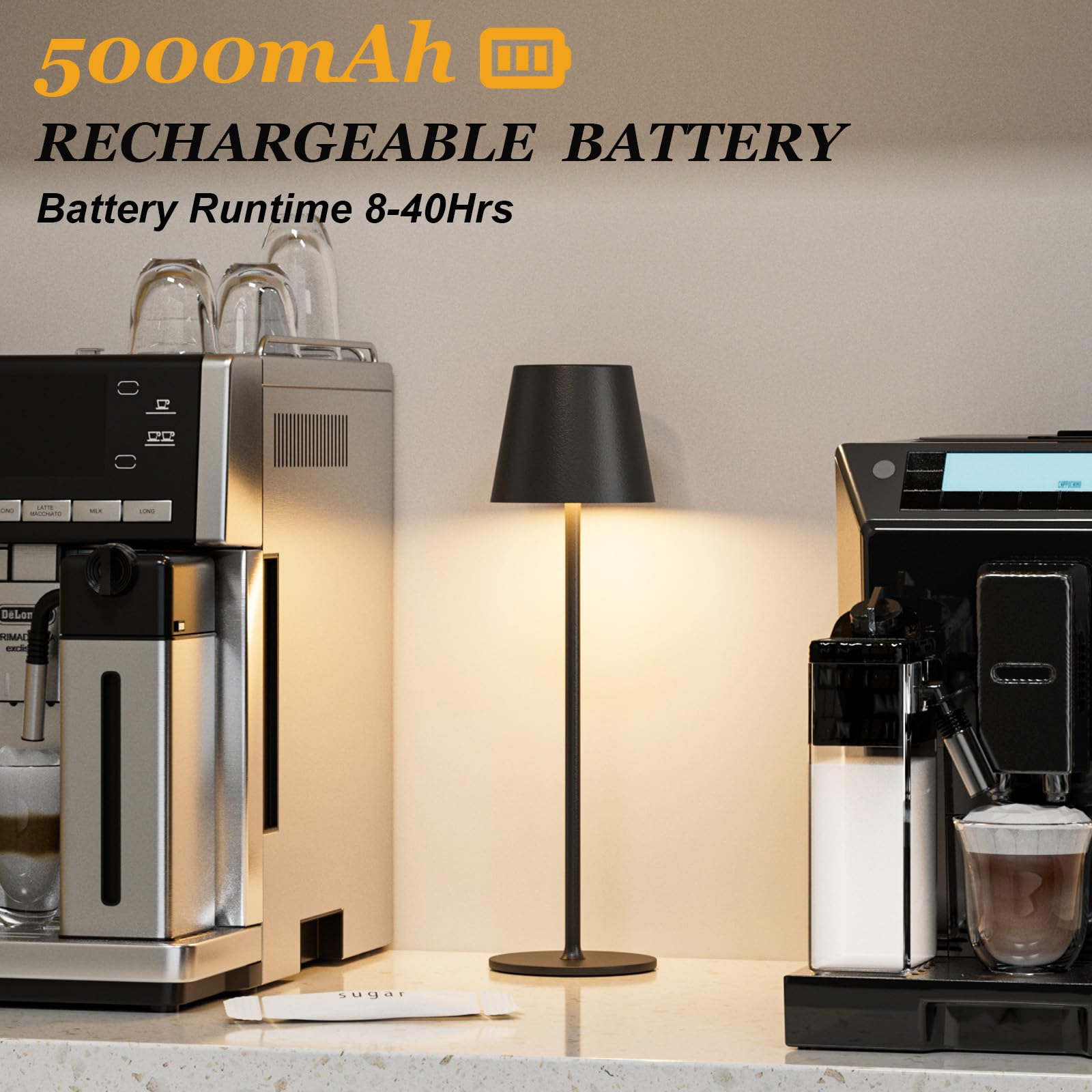 Kakanuo 5000mAh battery lamp charging via USB-C for quick top-ups