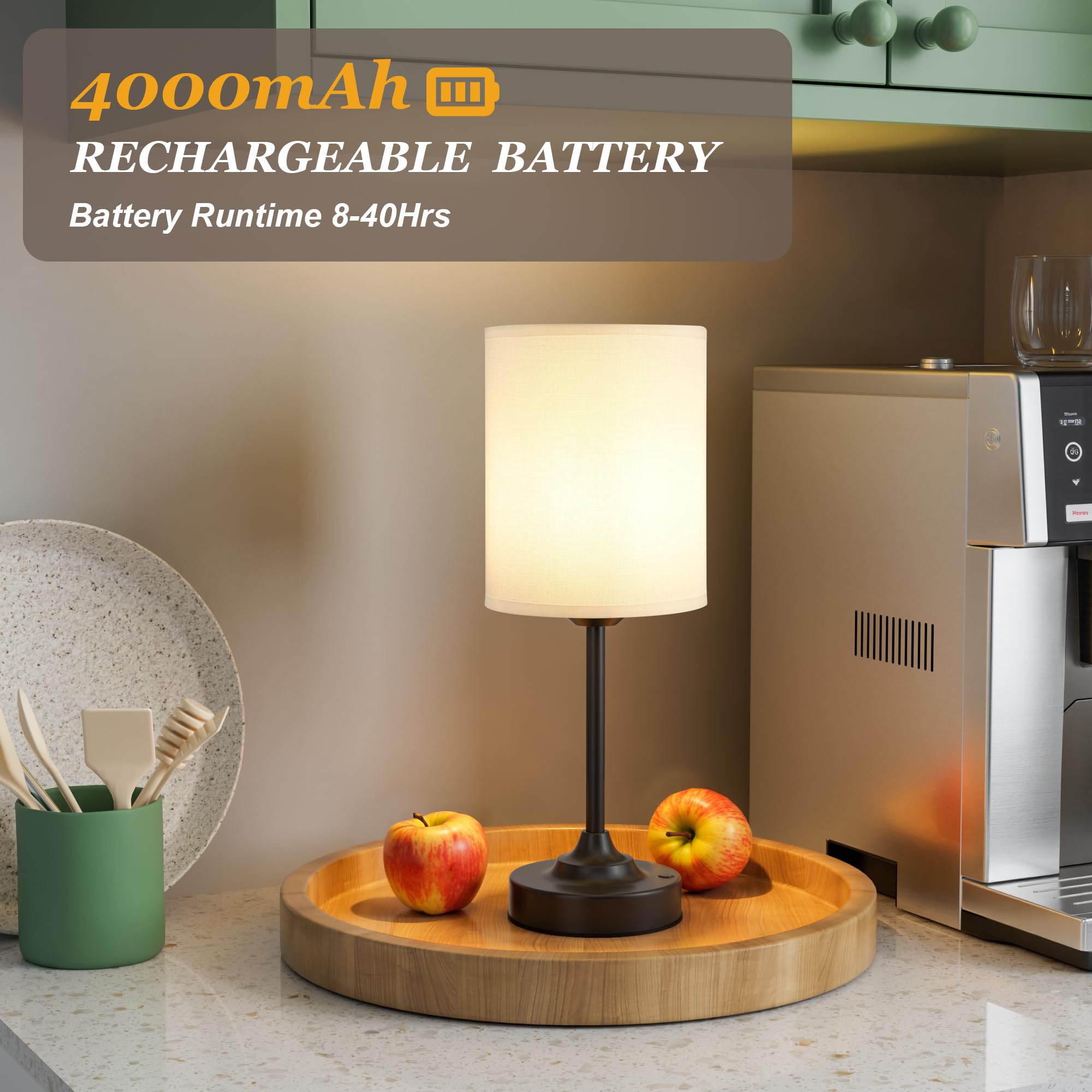 Kakanuo battery-powered table lamp with 4000mAh battery for portable use.