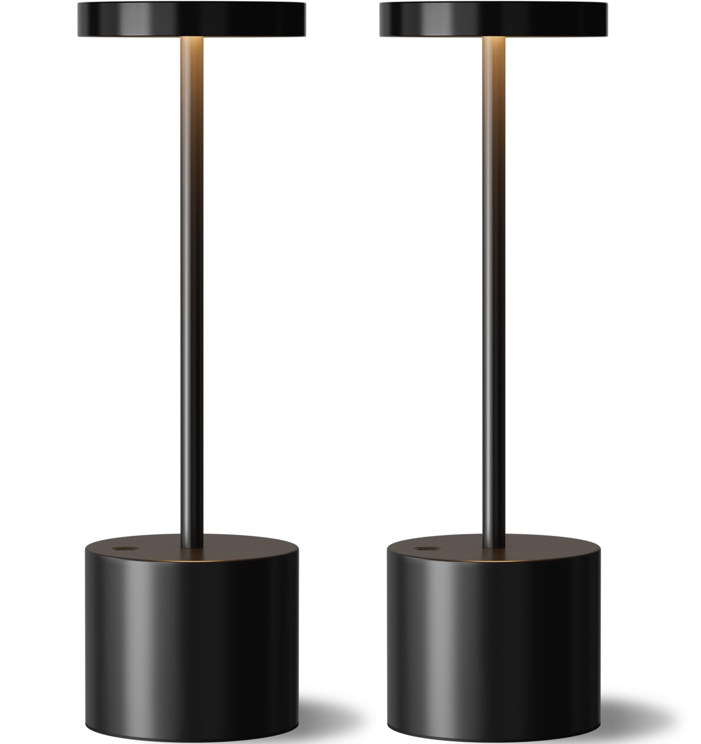 Kakanuo black cordless table lamp with round shade for portable ambient lighting.