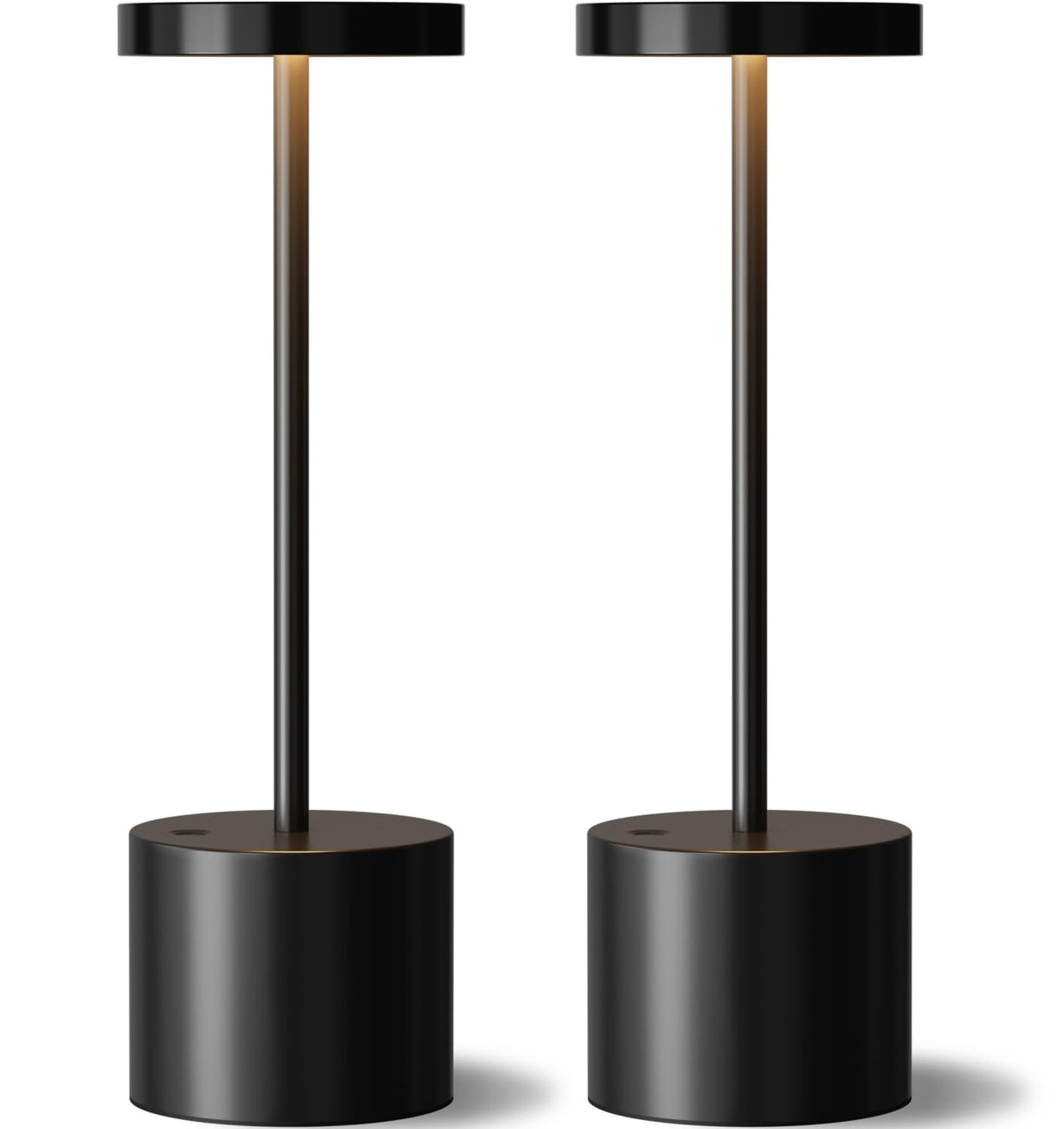 Kakanuo black cordless table lamp with round shade for portable ambient lighting.