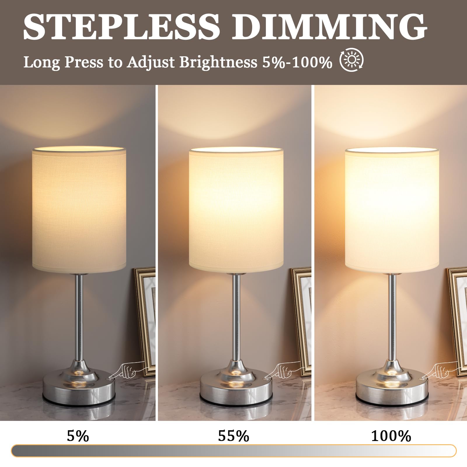 Kakanuo brass-finish round linen shade adds timeless style and warm glow