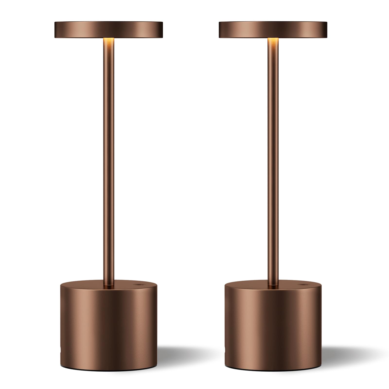 Kakanuo brown cordless lamp set on patio table with warm ambient light