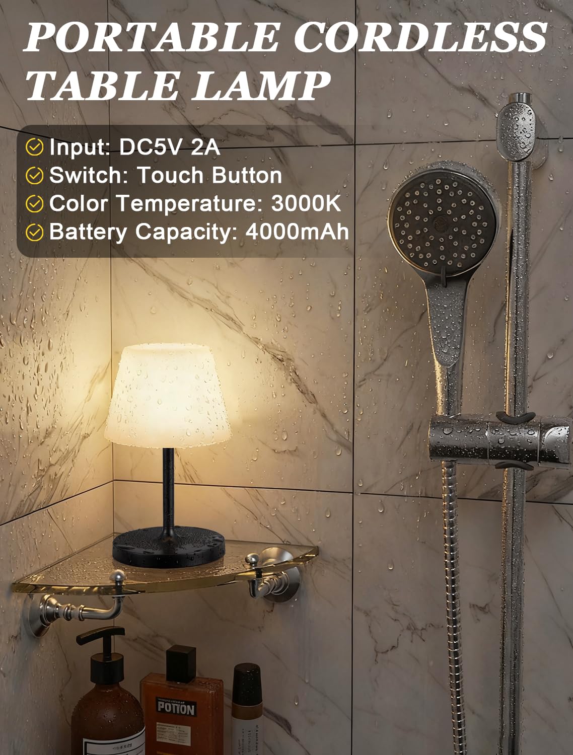 Kakanuo compact portable lamp ideal for kitchen, patio, or shelves