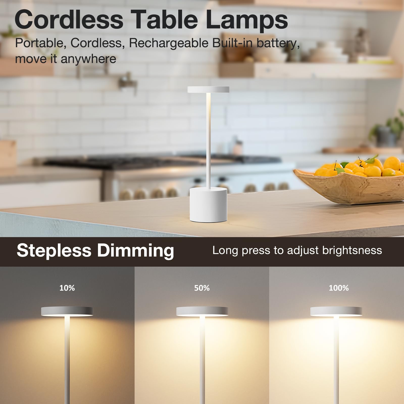 Kakanuo cordless lamp base with touch control for easy brightness changes
