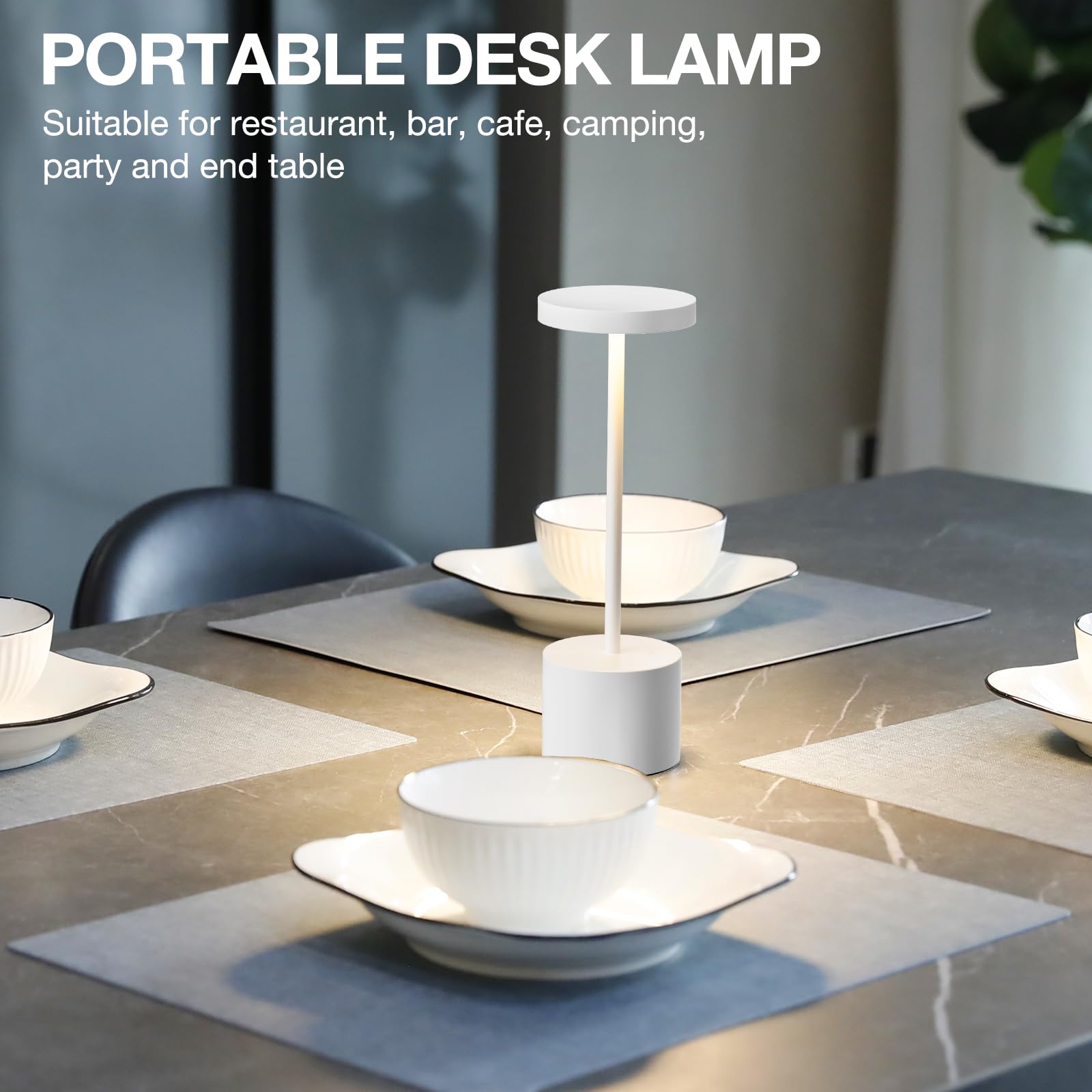 Kakanuo cordless lamp on dining table creating warm ambience