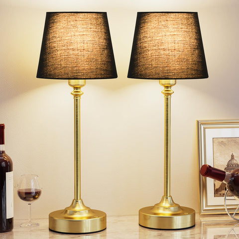Kakanuo cordless table lamp with brass base provides elegant ambient lighting.