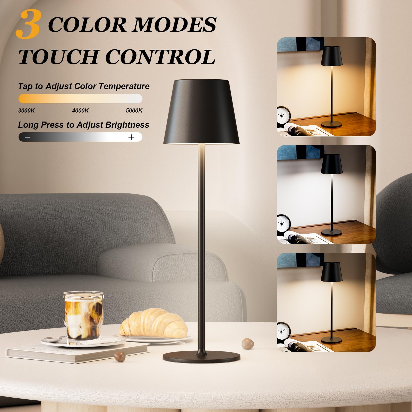 Kakanuo lamp showing color temperature control for warm, natural, and daylight light