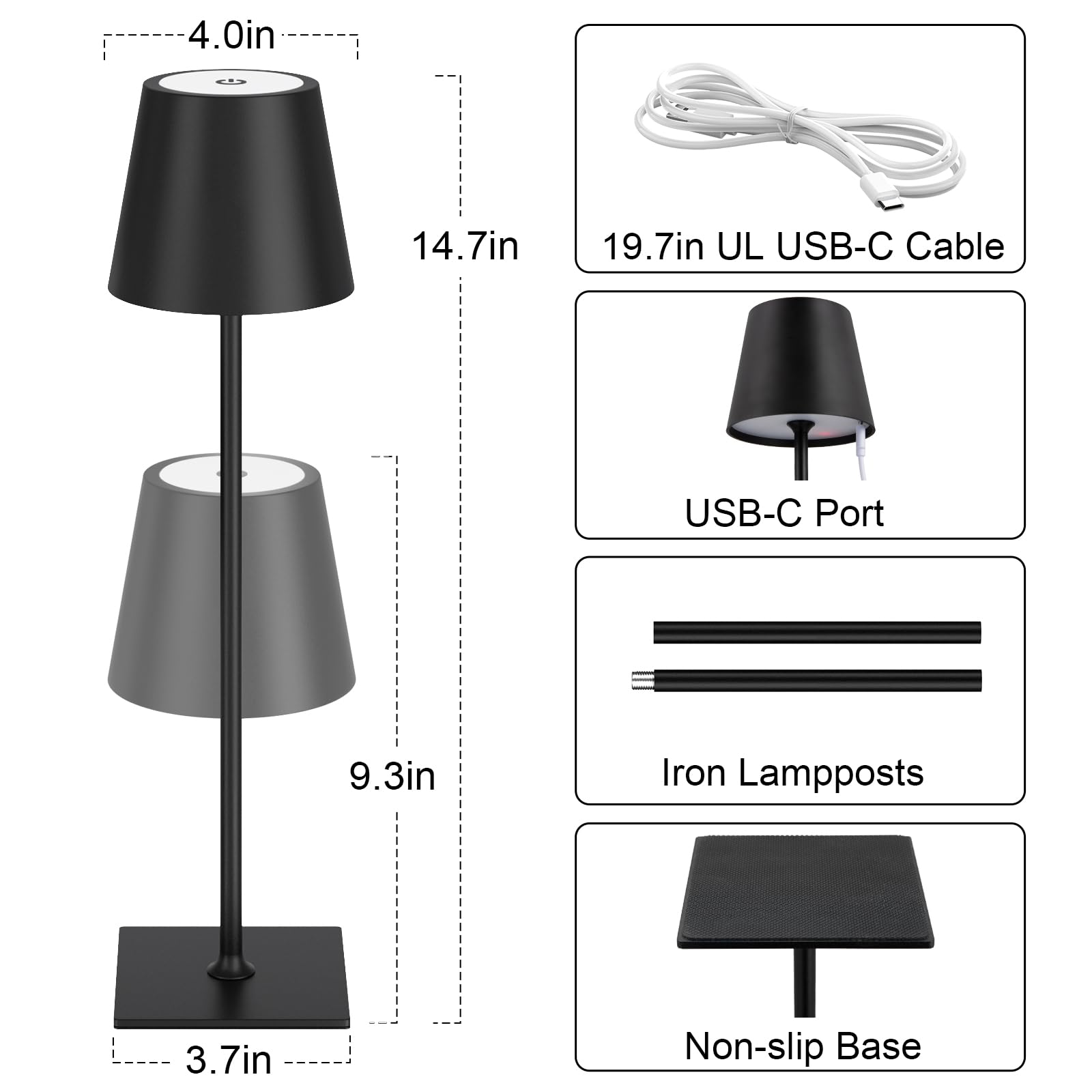 Kakanuo lamp two-height pole demonstrating adjustable height