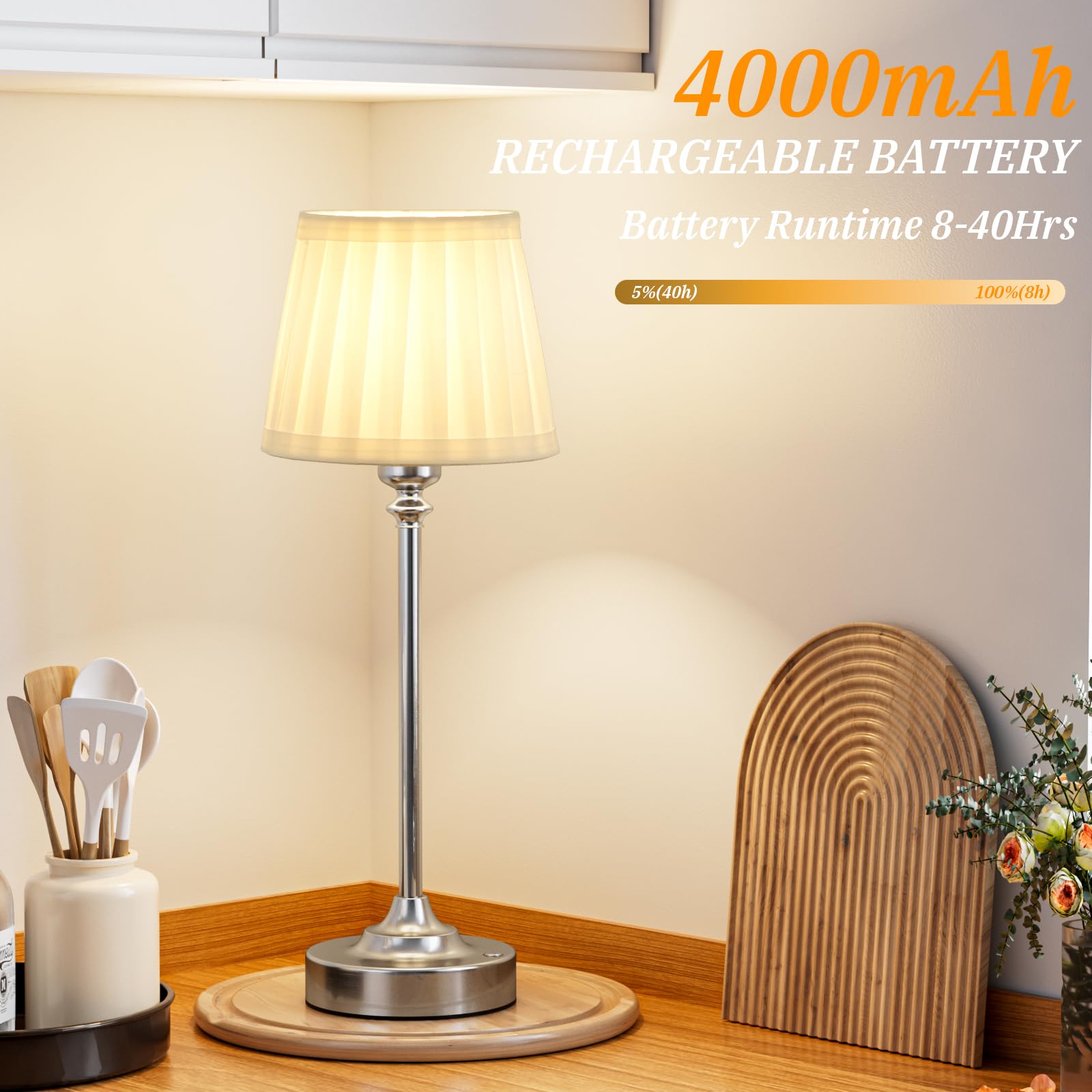 Kakanuo cordless table lamp USB-C charging port keeps devices powered