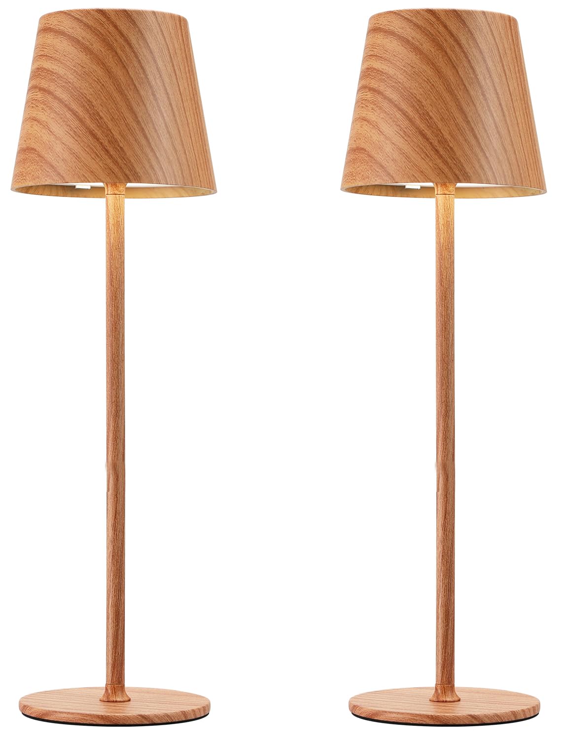Kakanuo cordless table lamp in wood grain on table, cable-free ambient lighting