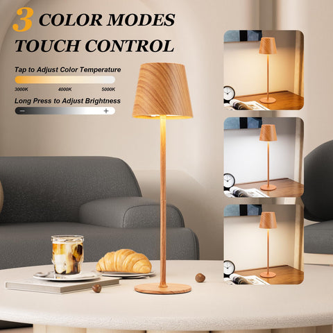 Kakanuo wood grain lamp with top touch-control for easy color changes
