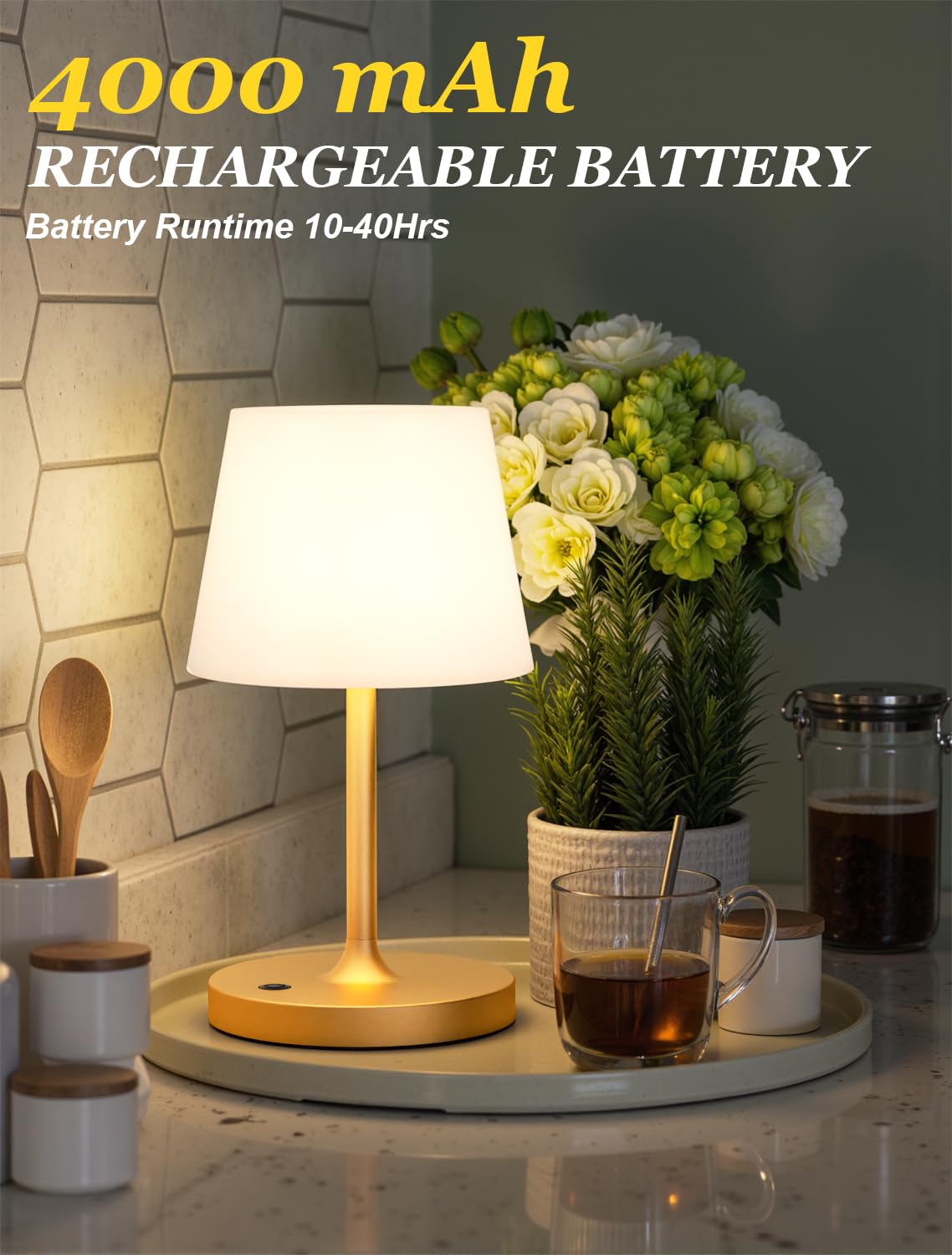 Kakanuo Gold 4000mAh battery-powered lamp for outdoor use