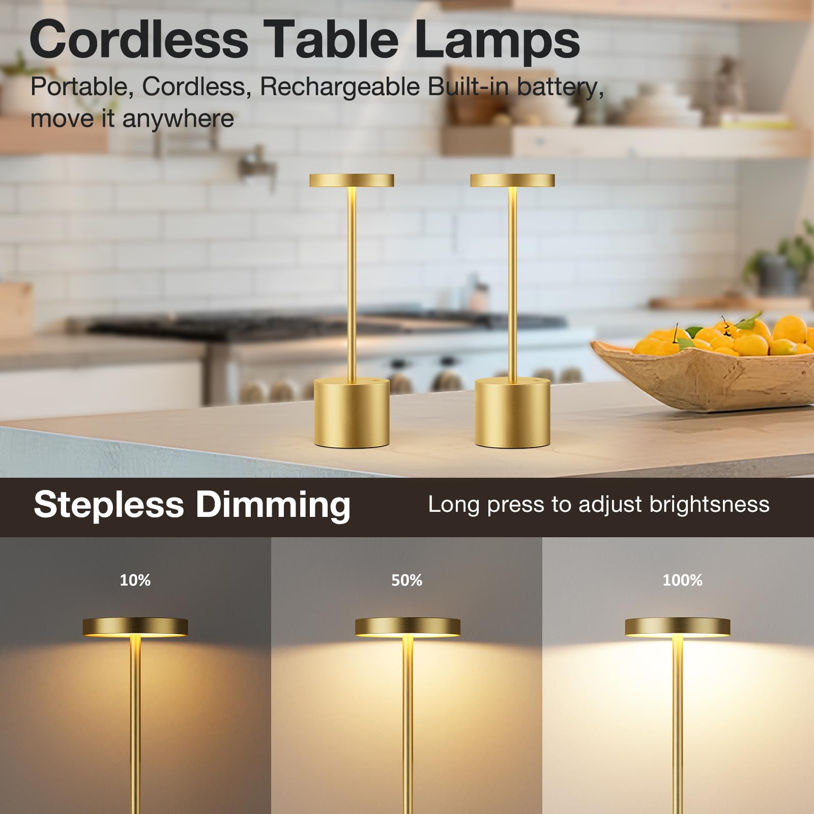 Kakanuo cordless lamp showing USB-C charging for quick recharges.