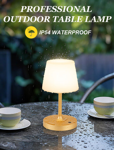 Kakanuo Gold portable indoor-outdoor lamp on a shelf