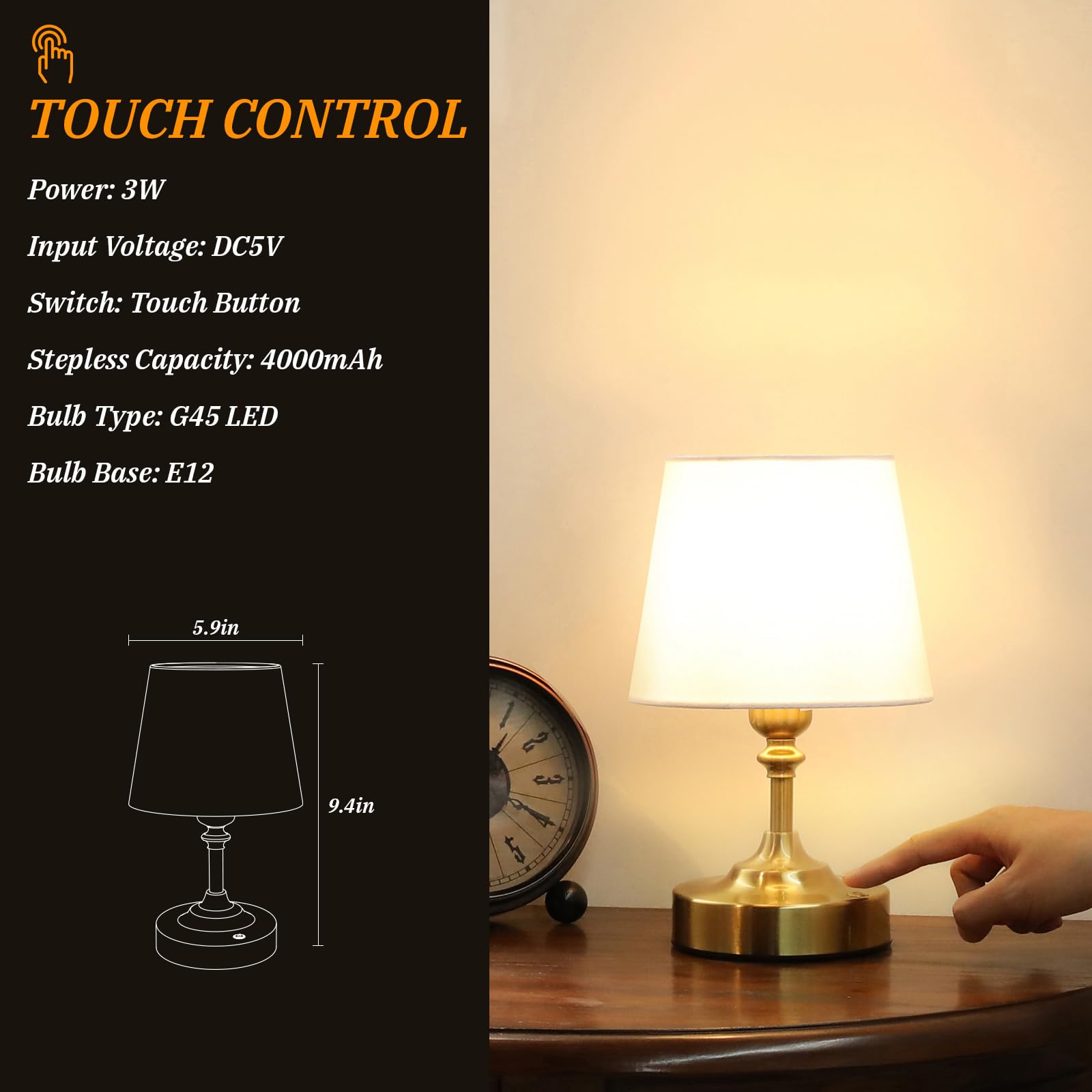Kakanuo compact gold lamp, portable design for small spaces
