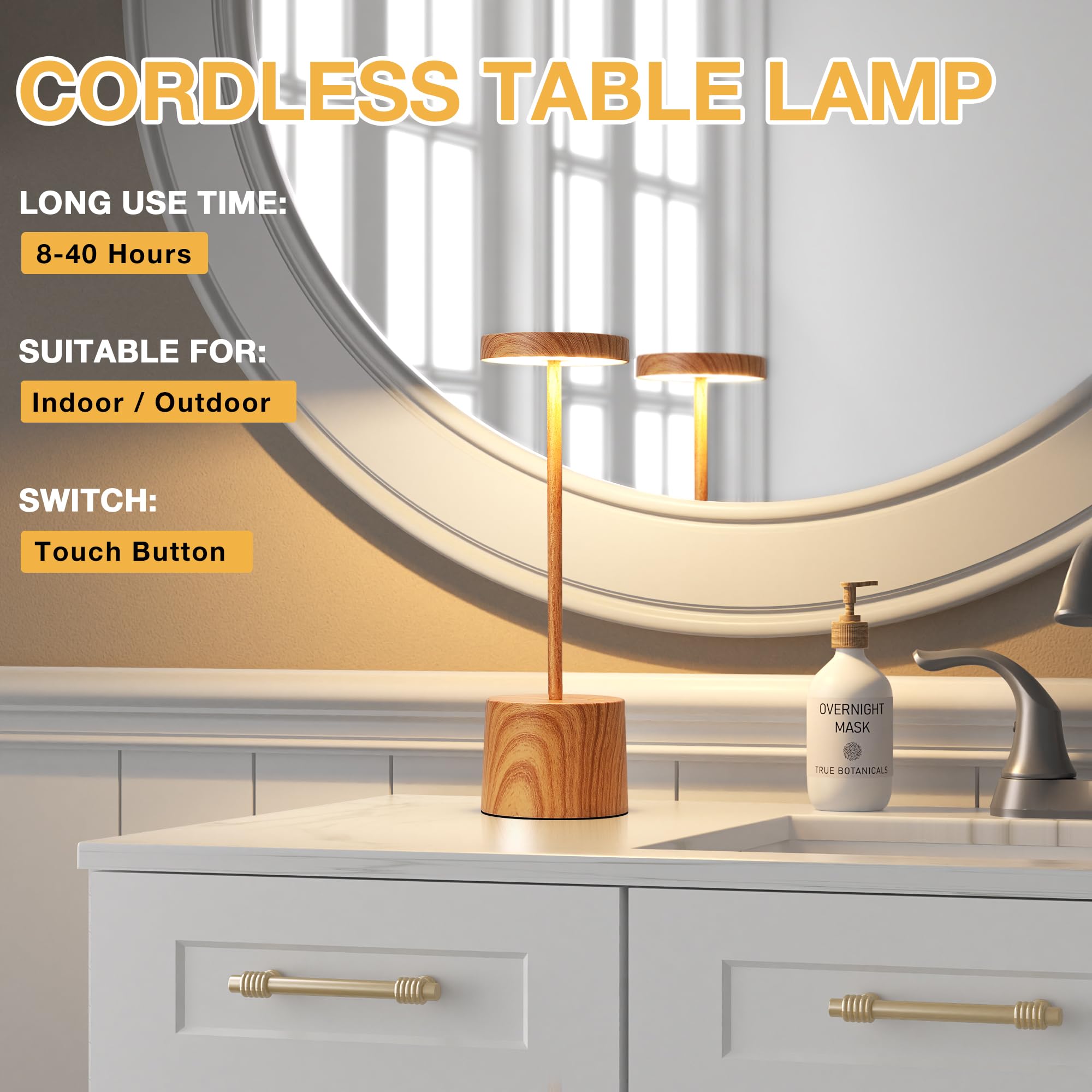 Kakanuo portable cordless lamp ideal for camping, patios, and bedside use.