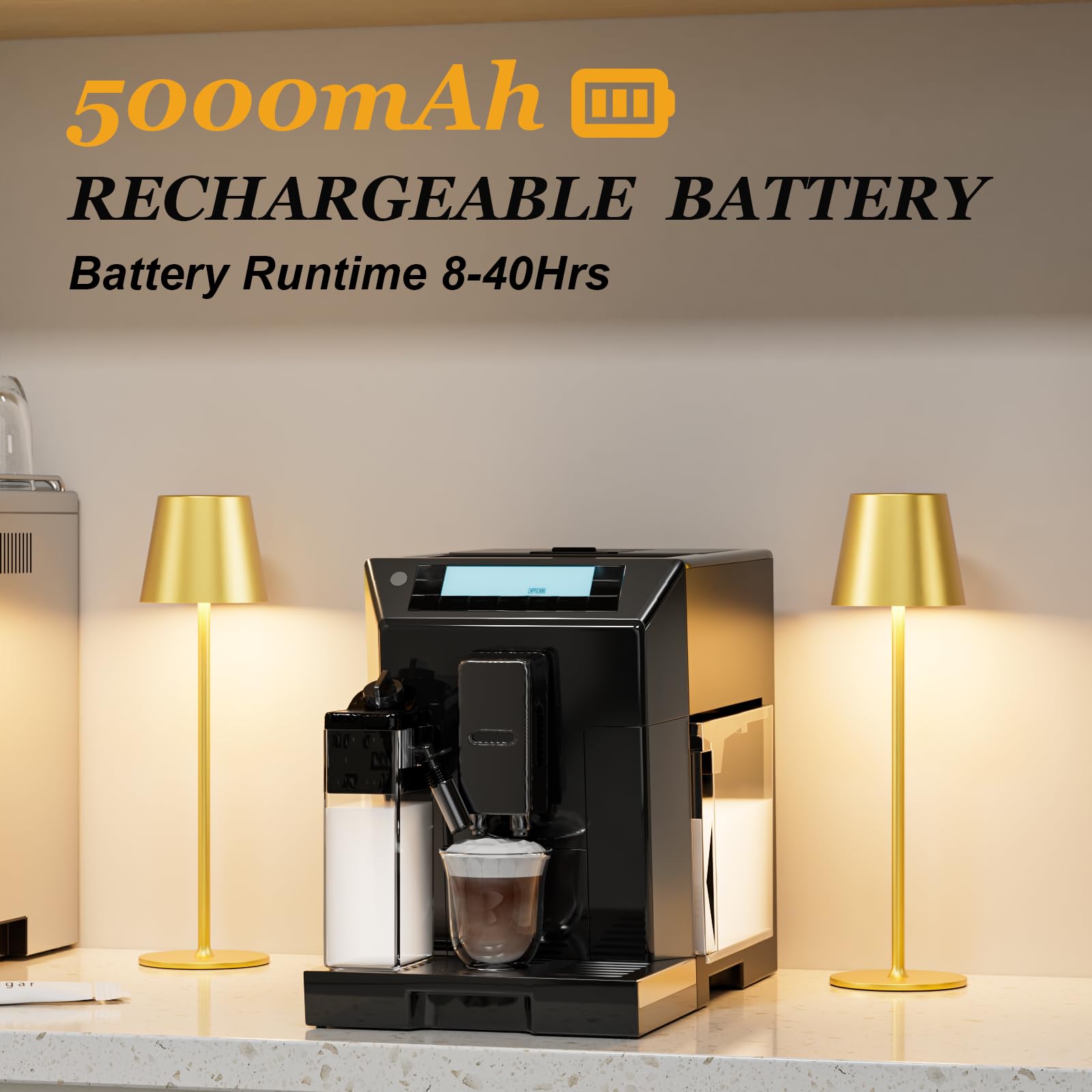 Kakanuo rechargeable table lamp with 5000mAh battery for long use.